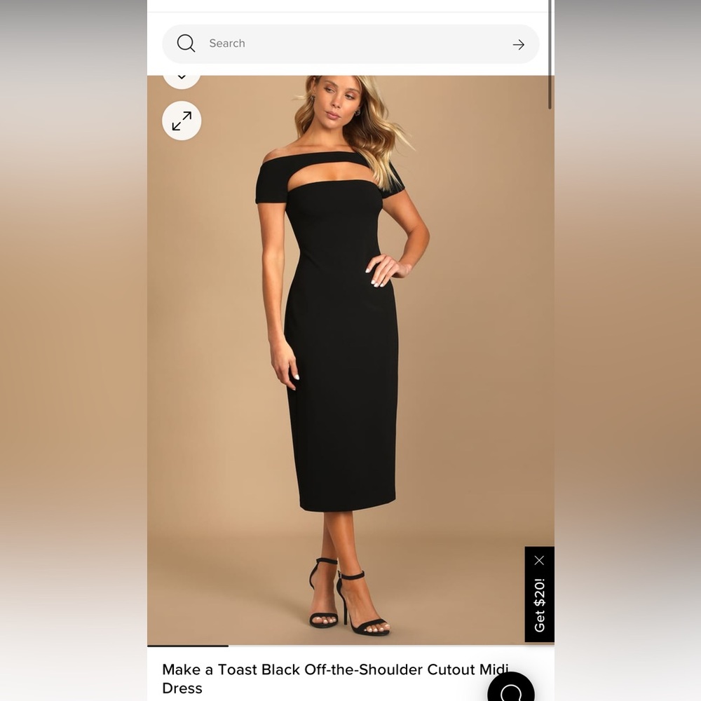 Lulu’s - NWT- Make a Toast Black Off-Shoulder Midi- SMALL